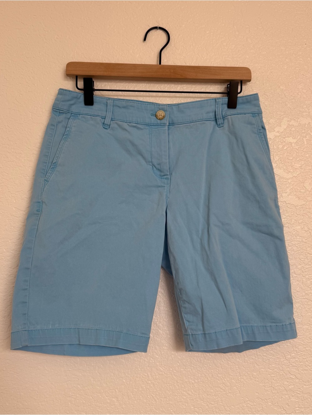 Sky Blue Mid-Rise Stretch Chino Walking Shorts
